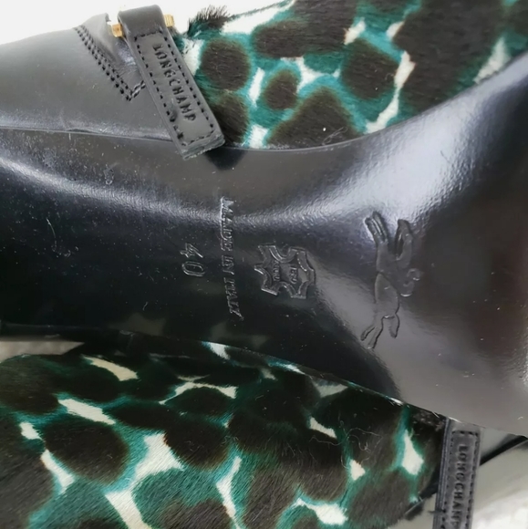 Longchamp size 40 Green Leopard Print Boot Bootie - Picture 5 of 9